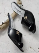 chanel Patent Pearl Mules Slide
