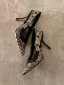 Christian Dior Bicolor Butterfly Motif Mesh Embroidered Slingback heels
