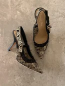 Christian Dior Bicolor Butterfly Motif Mesh Embroidered Slingback heels